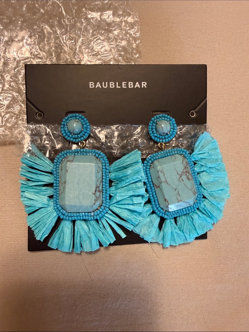 BaubleBar Turquoise Fringe Statement Earrings